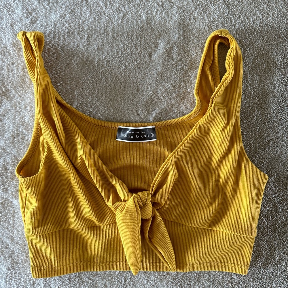 Mustard Knotted Crop Top Small